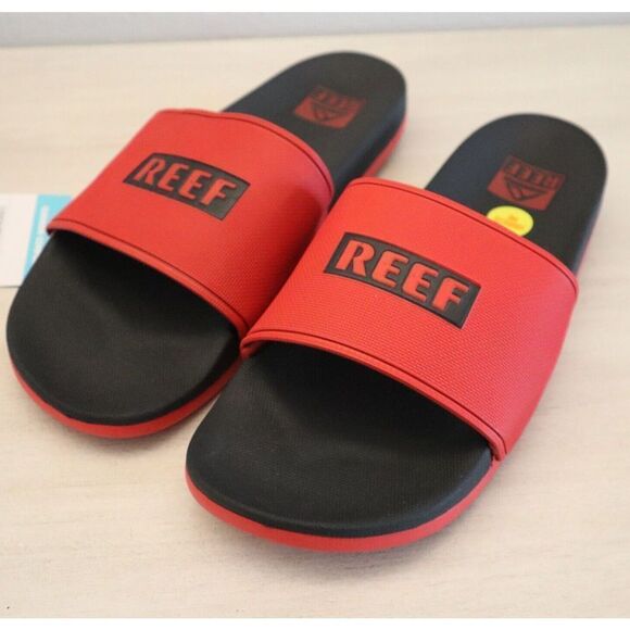 Reef CI8467 Men's Sz 10 Red/Black Cushion Spring Slip-On Slides - Picture 1 of 10
